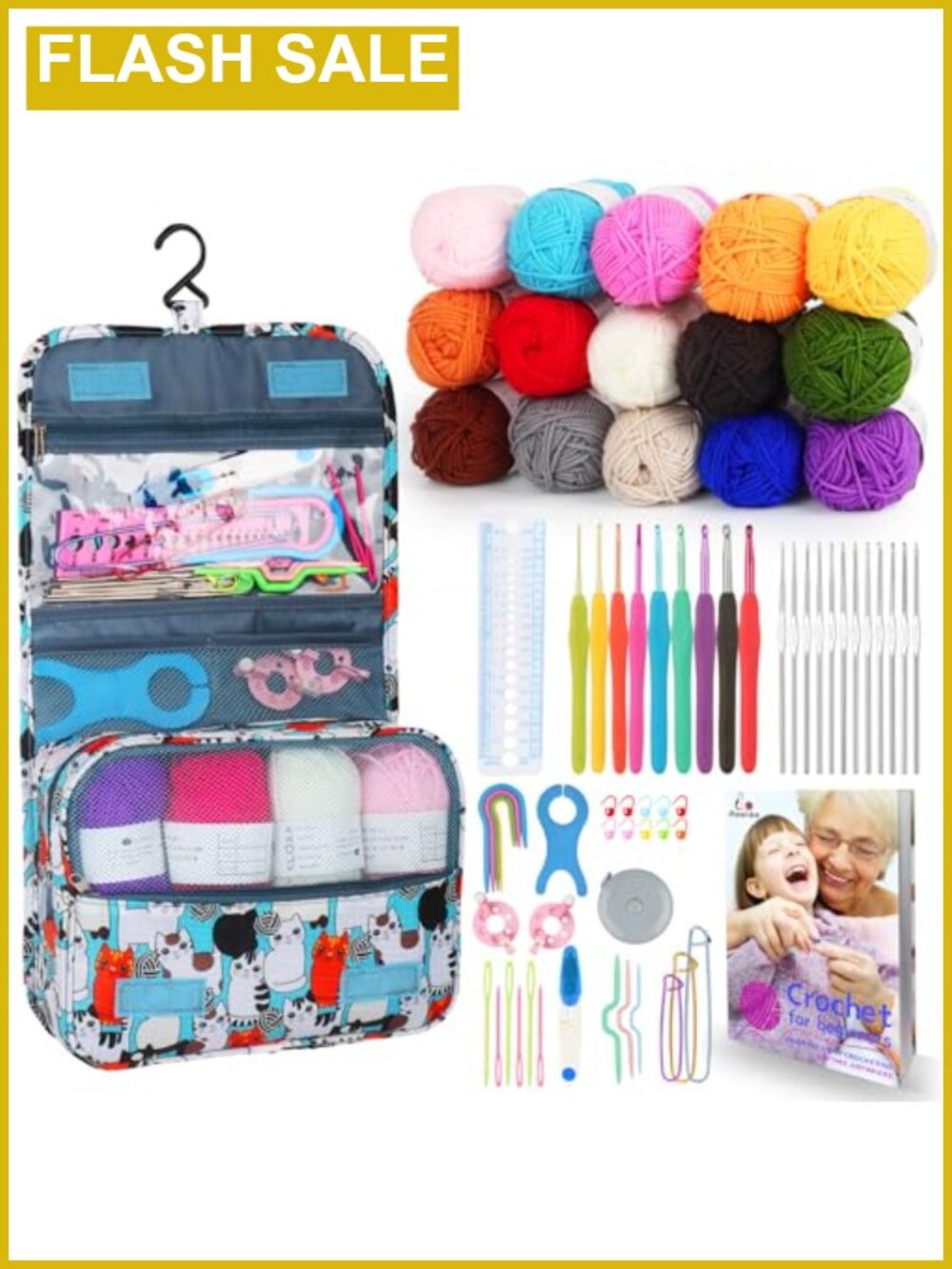 Aeelike Crochet Kit for Beginners Adults Complete Set with Ergonomic Hooks